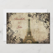Eiffel Tower Vintage Weddenschap Kaart (Achterkant)