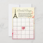 Eiffel Tower Vrijgezellenfeest Bingo Kaart met Mon (Voorkant)