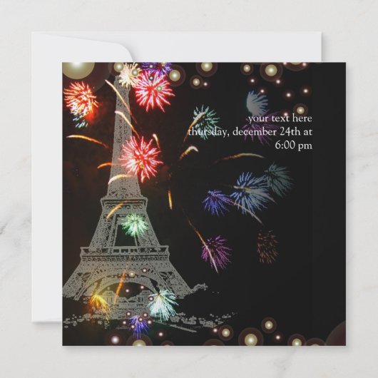 Eiffel Tower + vuurwerk champagnebubbels Kaart (Achterkant)