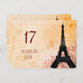 Eiffel Tower Weddenenkaart Briefkaart (Voorkant / Achterkant)