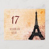 Eiffel Tower Weddenenkaart Briefkaart (Achterkant)