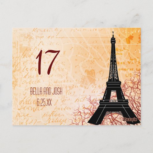 Eiffel Tower Weddenenkaart Briefkaart (Achterkant)