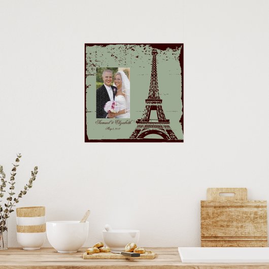 Eiffel Tower Wedding Framed Foto Collage Poster (Keuken)