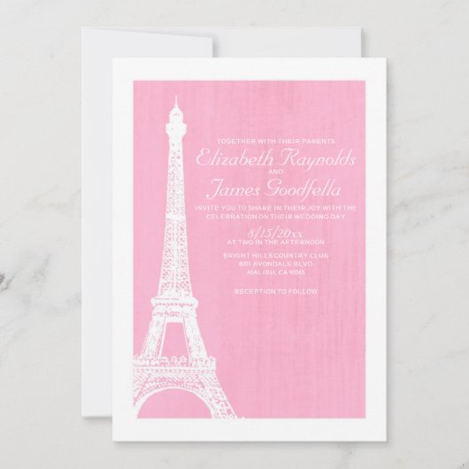 Eiffel Tower Wedding Invitations Kaart (Voorkant)