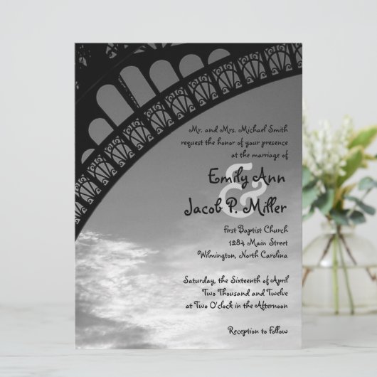 Eiffel Tower Wedding Invitations Kaart (Staand voorkant)