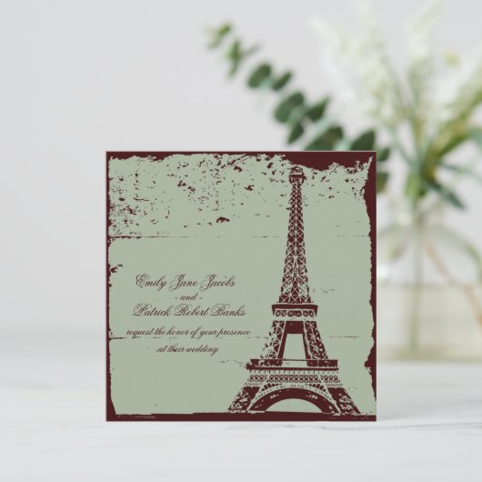 Eiffel Tower Wedding Invitations Kaart (Staand voorkant)
