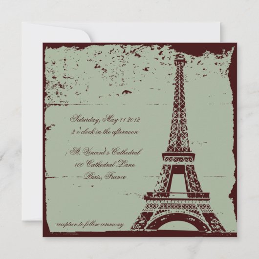 Eiffel Tower Wedding Invitations Kaart (Achterkant)