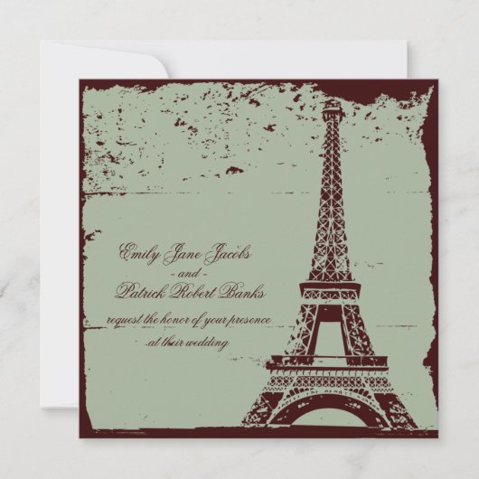 Eiffel Tower Wedding Invitations Kaart (Voorkant)
