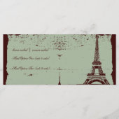 Eiffel Tower Wedding Menus Menu (Achterkant)