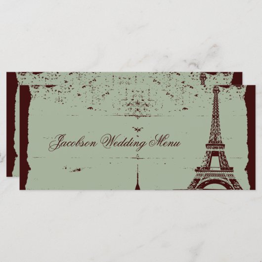 Eiffel Tower Wedding Menus Menu (Voorkant / Achterkant)