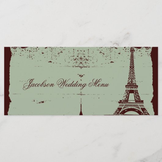 Eiffel Tower Wedding Menus Menu (Voorkant)
