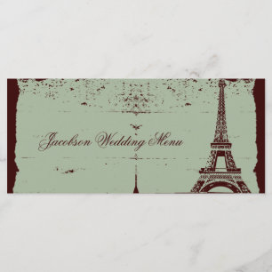 Eiffel Tower Wedding Menus Menu