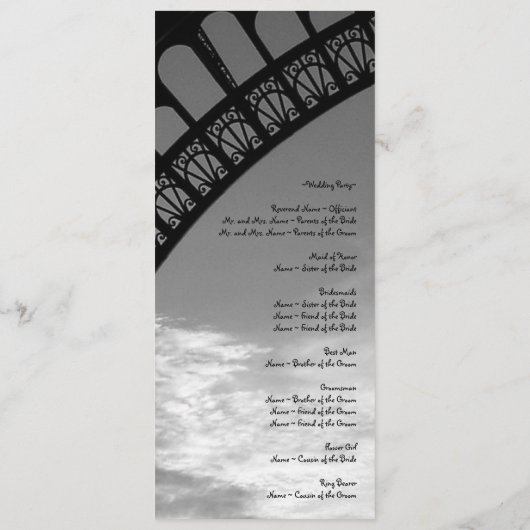 Eiffel Tower Wedding Programme Programmakaart (Achterkant)