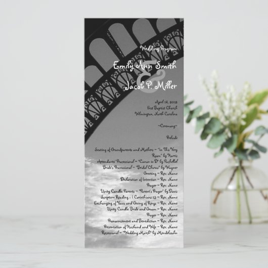 Eiffel Tower Wedding Programme Programmakaart (Staand voorkant)