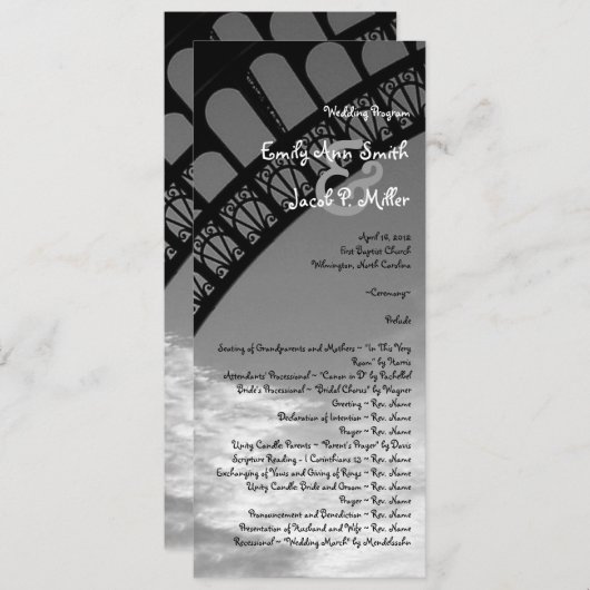 Eiffel Tower Wedding Programme Programmakaart (Voorkant / Achterkant)