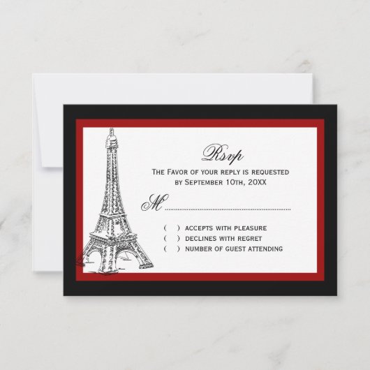 Eiffel Tower Wedding RSVP-kaarten RSVP Kaartje (Voorkant)