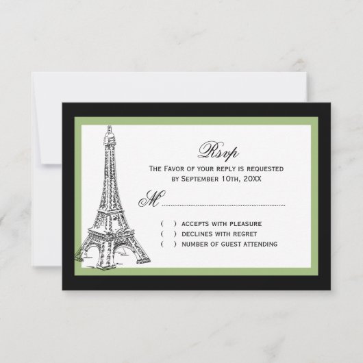 Eiffel Tower Wedding RSVP-kaarten RSVP Kaartje (Voorkant)