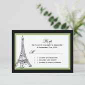 Eiffel Tower Wedding RSVP-kaarten RSVP Kaartje (Staand voorkant)