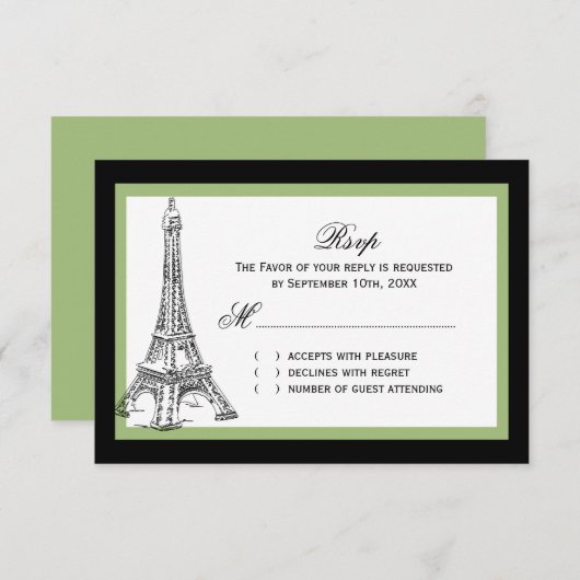 Eiffel Tower Wedding RSVP-kaarten RSVP Kaartje (Voorkant / Achterkant)