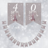 Eiffel Tower White Daisy Flowers Grey Birthday Vlaggetjes