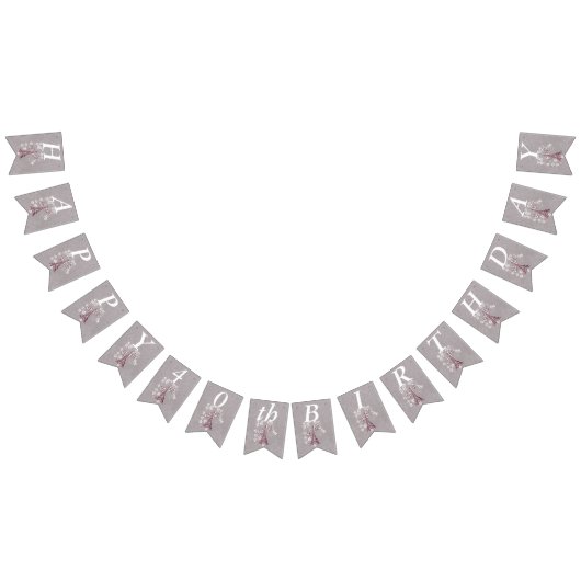 Eiffel Tower White Daisy Flowers Grey Birthday Vlaggetjes (Alle)