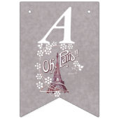 Eiffel Tower White Daisy Flowers Grey Birthday Vlaggetjes (Tweede vlag)