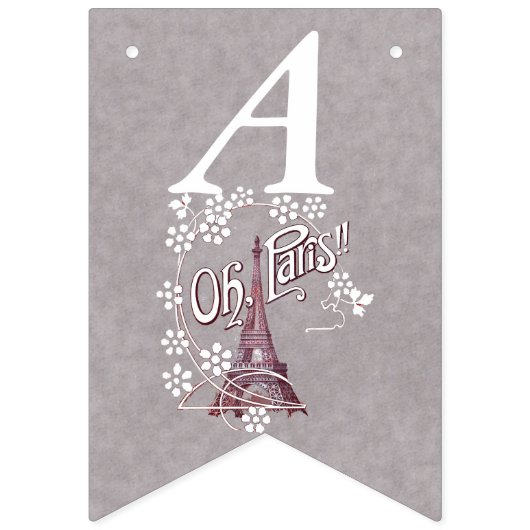 Eiffel Tower White Daisy Flowers Grey Birthday Vlaggetjes (Tweede vlag)