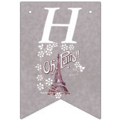 Eiffel Tower White Daisy Flowers Grey Birthday Vlaggetjes (Eerste vlag)
