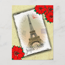 Eiffel Tower With Christmas Greeting Feestdagenkaart