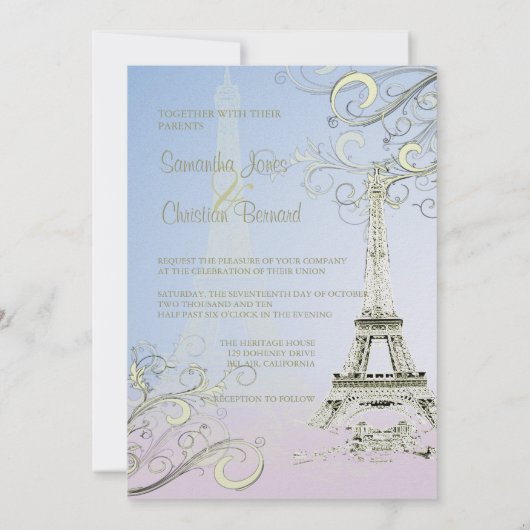 Eiffel Tower + Zwemelen Weddenschappen Kaart (Achterkant)