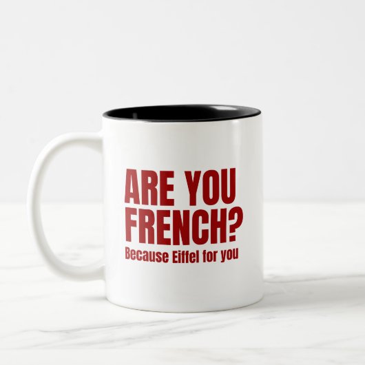 Eiffel voor jou: Schattige & Romantisch Pun Design Tweekleurige Koffiemok (Links)