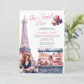 Eiffel Ze zei Oui Vrijgezellenfeest Cafe Patisseri Kaart (Staand voorkant)