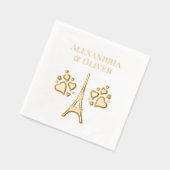 Eiffeltoren #1 Harten Voornaam achternaam of echtp Folie Servetten (Links)