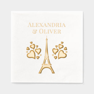 Eiffeltoren #1 Harten Voornaam achternaam of echtp Folie Servetten