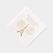 Eiffeltoren #1 Silhouet Vuurwerk Paar Namen Folie Servetten (Rechts)