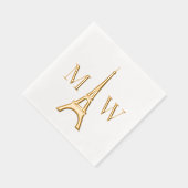 Eiffeltoren #1 Twee Init Koppel Trouw Monogram Folie Servetten (Rechts)