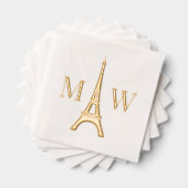 Eiffeltoren #1 Twee Init paar bruiloft monogram Folie Servetten (Insitu (Gestapeld))