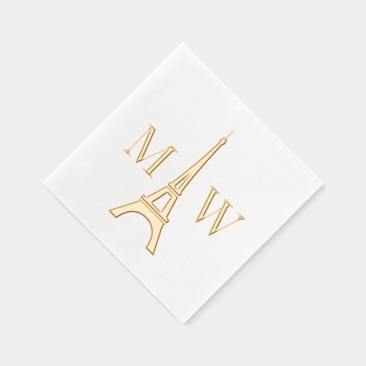 Eiffeltoren #1 Twee Init paar bruiloft monogram Folie Servetten (Rechts)