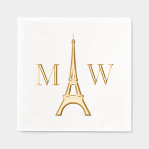 Eiffeltoren #1 Twee Init paar bruiloft monogram Folie Servetten