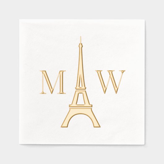 Eiffeltoren #1 Twee Init paar bruiloft monogram Folie Servetten (Voorkant)