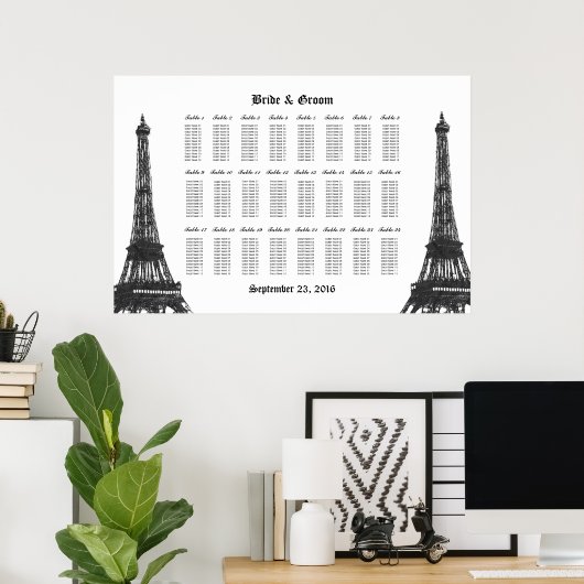 Eiffeltoren - 24-tabel grote zitplaatsen poster (Thuiskantoor)