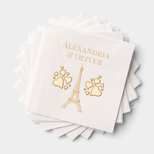 Eiffeltoren #2 Harten Voornaam achternaam of echtp Folie Servetten (Insitu (Gestapeld))