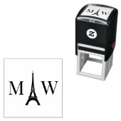 Eiffeltoren 2 Initiaal Bruiloft Monogram Zelfinktende Stempel (In situ)