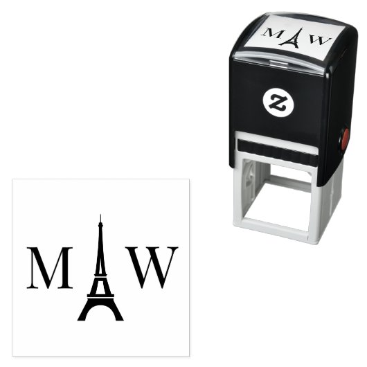 Eiffeltoren 2 Initiaal Bruiloft Monogram Zelfinktende Stempel (In situ)