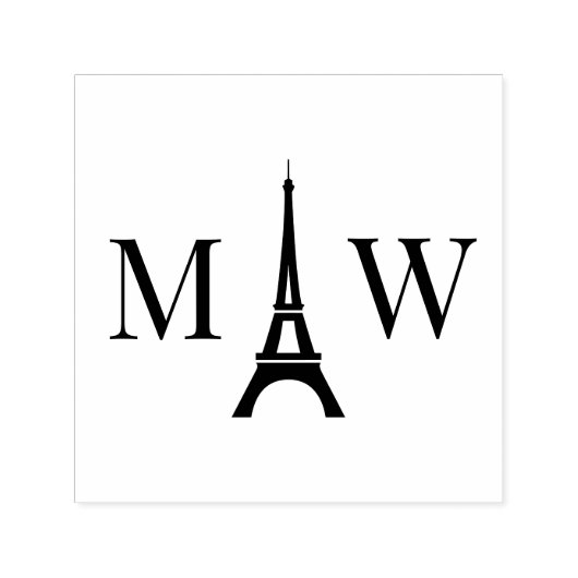 Eiffeltoren 2 Initieel Trouwmonogram Zelfinktende Stempel (Design)
