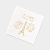 Eiffeltoren #2 Silhouette Vuurwerk Paar Namen Folie Servetten (Links)