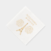 Eiffeltoren #2 Silhouette Vuurwerk Paar Namen Folie Servetten (Rechts)