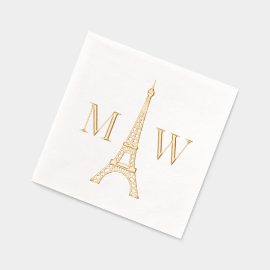 Eiffeltoren #2 Twee Init paar bruiloft monogram Folie Servetten (Links)