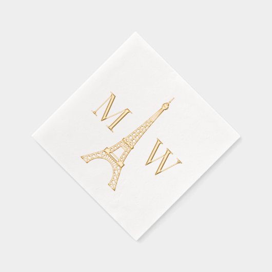 Eiffeltoren #2 Twee Init paar bruiloft monogram Folie Servetten (Rechts)