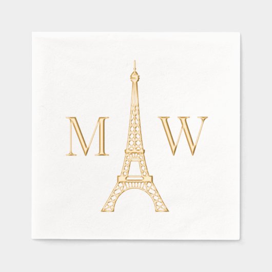 Eiffeltoren #2 Twee Init paar bruiloft monogram Folie Servetten (Voorkant)